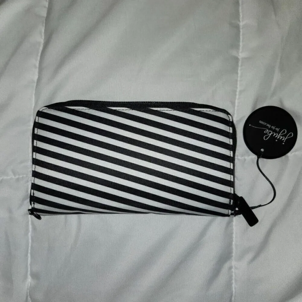 JuJuBe Black Magic Wallet Be Spendy B&W Striped Floral Lining Black Beauty Onxy